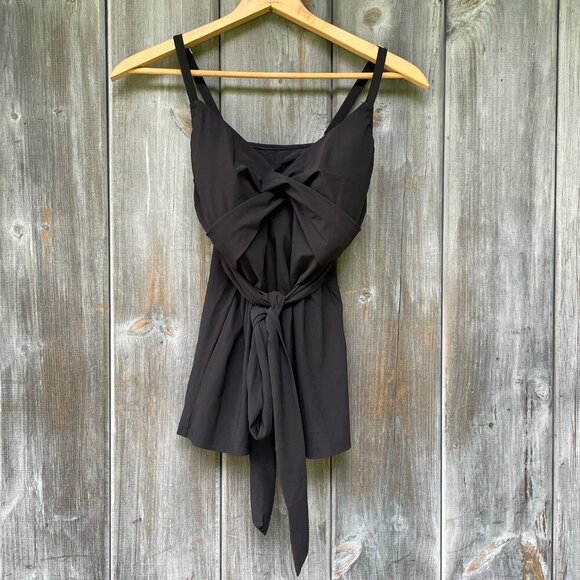 Land's End Women's Side-Tie V-Neck Wrap Adjustable Black Tankini Swimsuit Top 12 - Picture 5 of 11